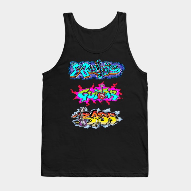 Music,guitar and Bass Graffiti urban art by LowEndGraphics Tank Top by LowEndGraphics